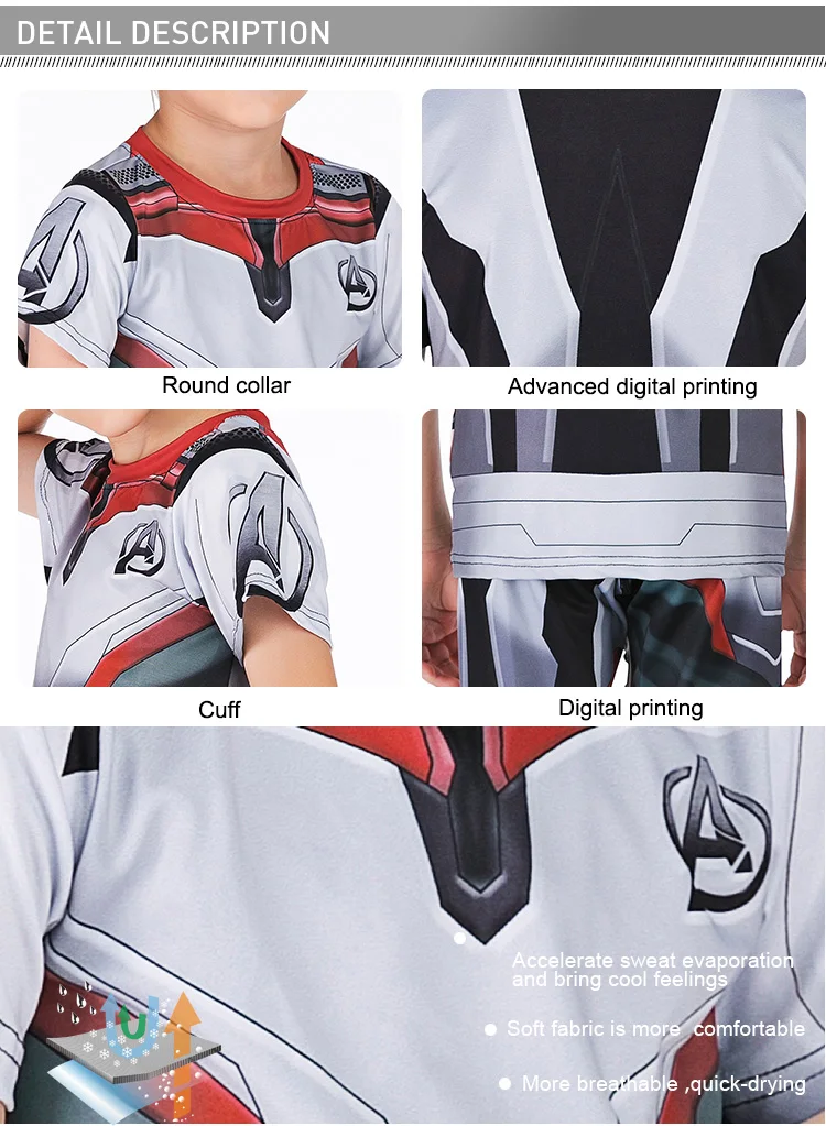 Kids superhero costume custom t shirt marvel t shirts superhero sports suit kids
