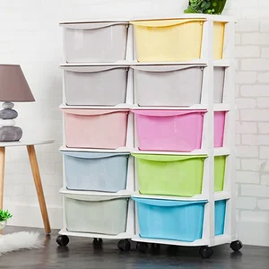 Image of Drawer Storage Cabinet Bedside Cupboard Bedroom Cloth Kid Baby Plastic Wardrobe
