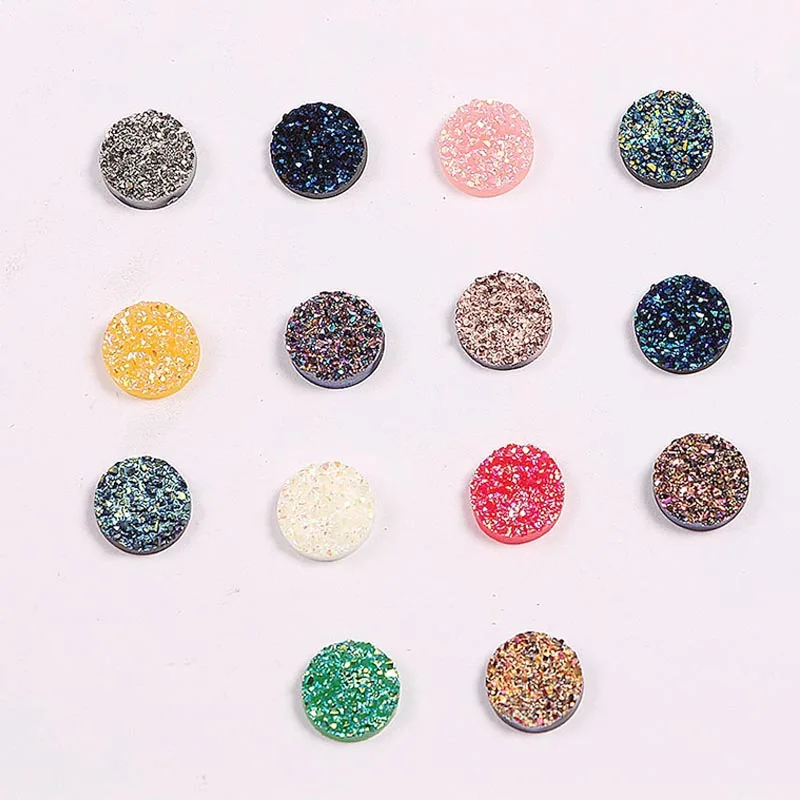 

100PCS/PACK DIY Jewelry Customs Made Flat back Wholesales Dia(1/3") 8mm Faux Druzy Cabochon Resin