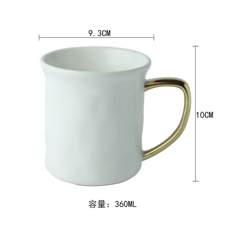 Best selling western ceramic black and white coffee cup mug with gold rim 360ml