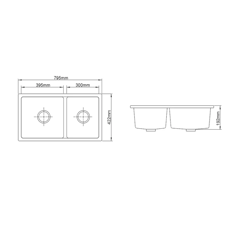 Double-Equal Undermount Kitchen Quartzo Sink