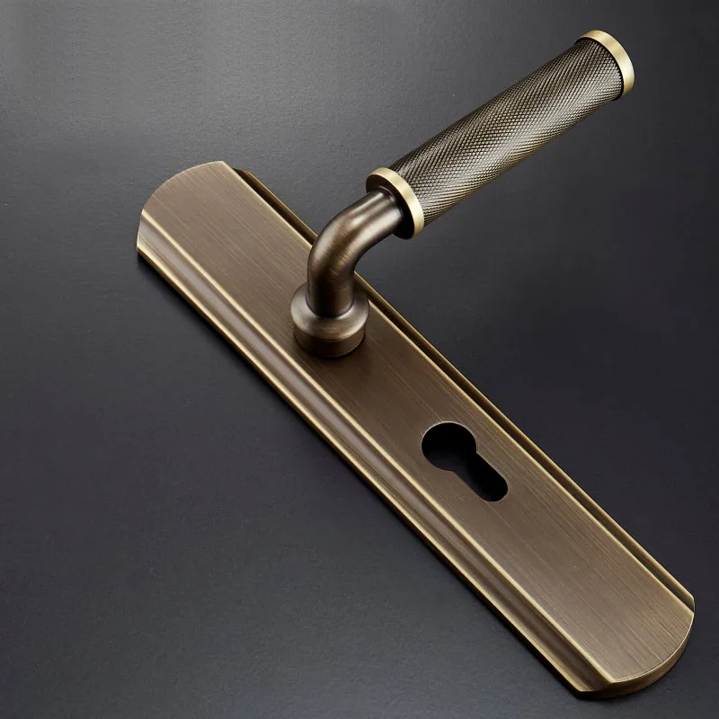 

Individual brass pull door handle indoor bedroom solid wood door lock CL-0396, Black/bronze