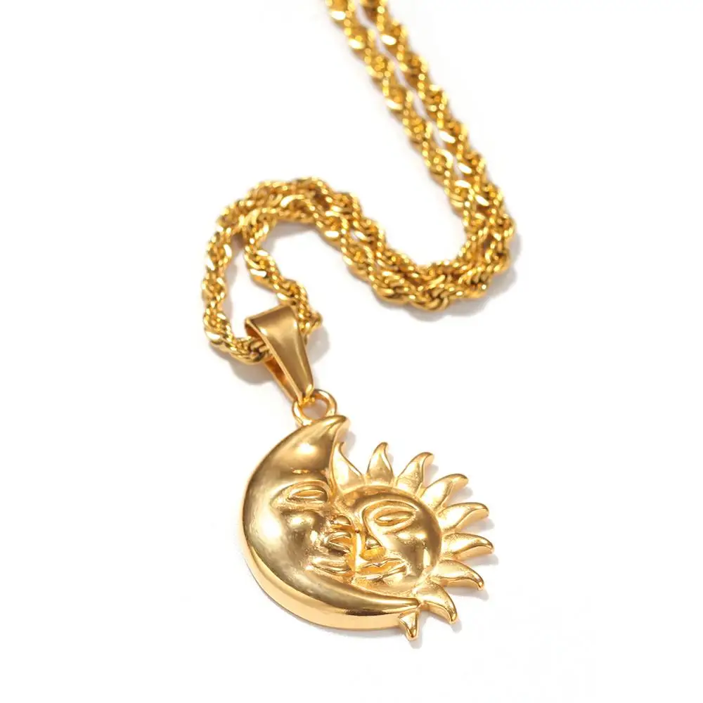 

Top Quality Cheap Price Stainless Steel Sun and Moon Apollo God Pendant Color Retaining Gold Plating Necklace