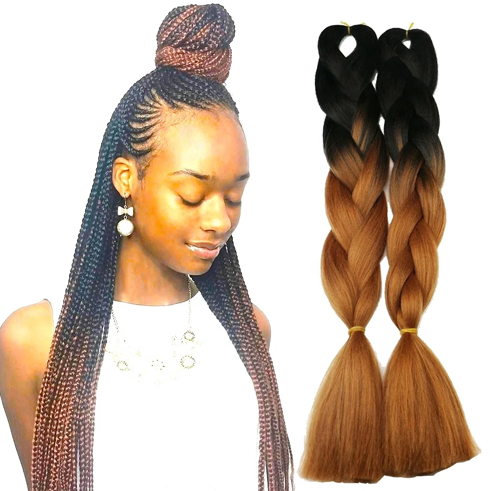 
High Temperature Fiber Synthetic Pre Stretched Extension Wholesale 24inch 100g Jumbo Braiding Hair Bulk  (62036640735)