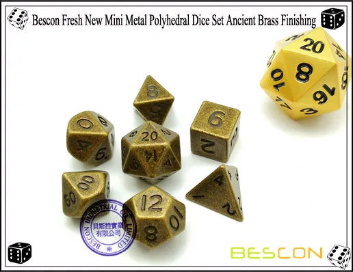Conjunto de Dados de Metal Bescon Mini Sólido Bronze Antigo Metal Poliédrico d & Rpg Diminuto Dados 7-sets 10mm 7 High Quality Brinquedos e hobbies