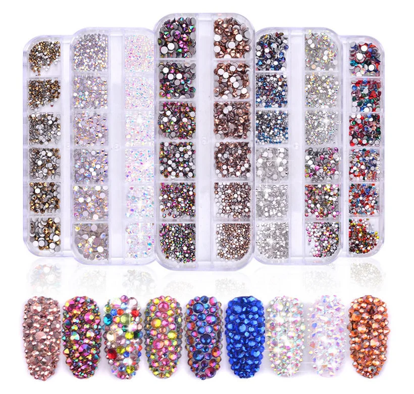 

KANIU AB Crystal Colorful Glass Rhinestones Nail Art Non Hotfix Flatbacks Nail Decorations