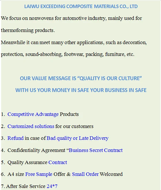 100% polyester stiffened felt