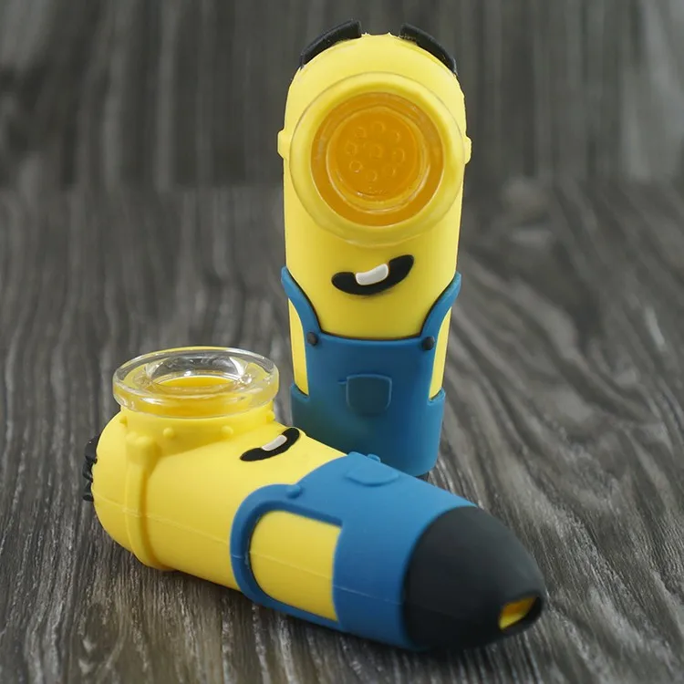 Mini Funny Minions Silicone Tobacco Pipes Water Pipes Glass Pipes