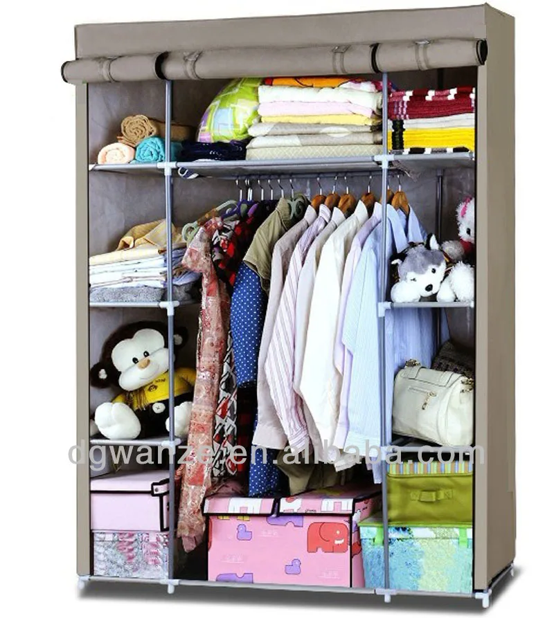 Hot 2 3 Large Canvas Folding Close Wardrobe Cupboard Hanging