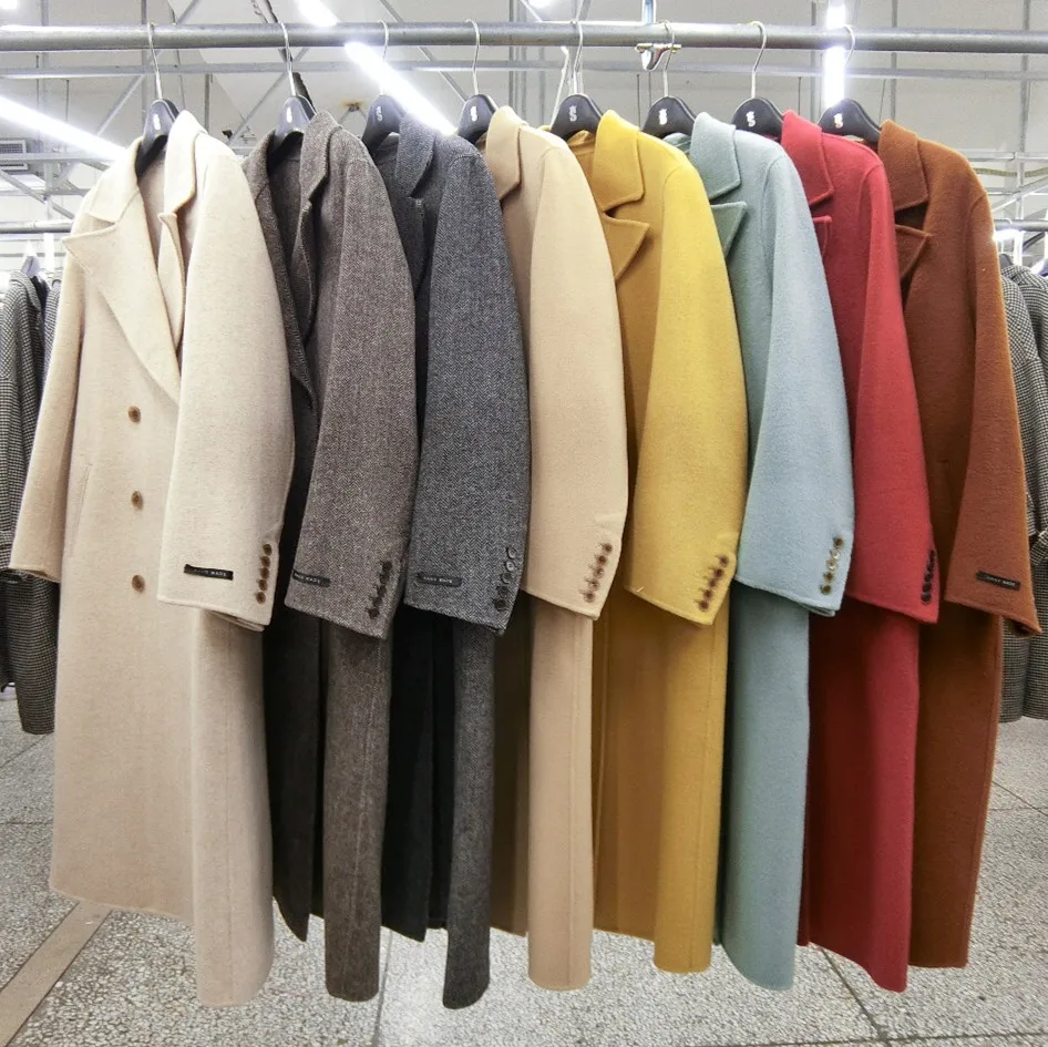 

Turn down collar double-breasted European style long wool coat