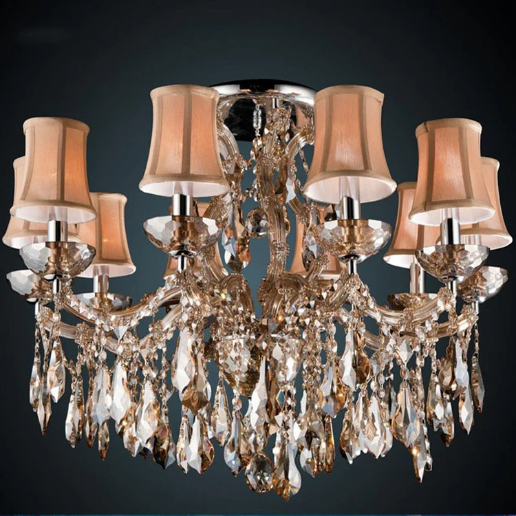 

Modern Cristal Light Maria Theresa Chandelier Fabric Shade Crystal Chandelier Wedding Decoration Cristal Lamps CZ6022/10, Matt black & plating gold & plating chrome