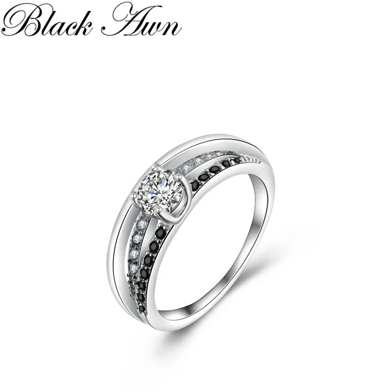 

[BLACK AWN] 925 Sterling Silver Jewelry Vintage Wedding Rings for Women Femme Bijoux Bague C376