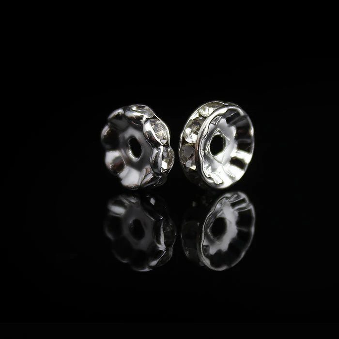 

Bulk Sale round   flower Edge Rhinestone Spacer Beads for Jewelry Making, Clear rhinestone and gold base and silver base