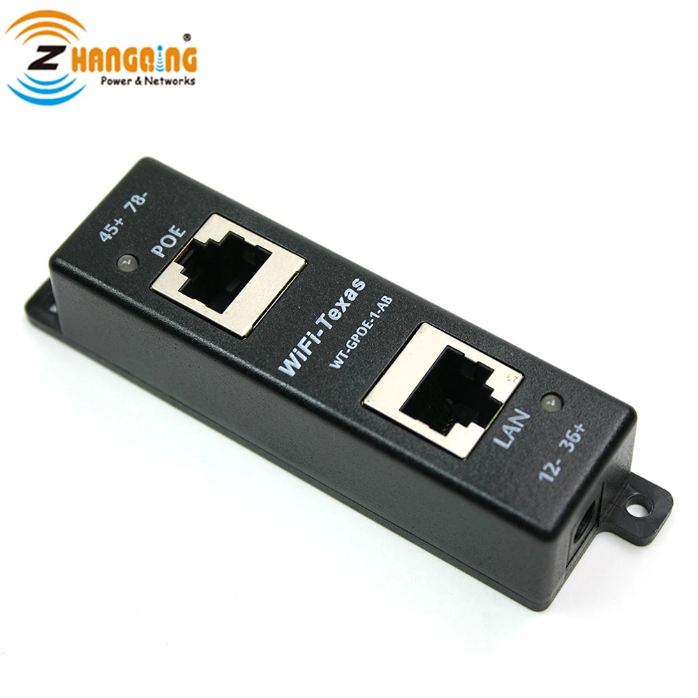 Inyector Gigabit PoE de 4 Puertos para Dispositivos 802.3af o pasivos 802.3at WiFi-Texas WT-GPOE-4 Inyector PoE Gigabit Fuente de alimentaci/ón sin incluida