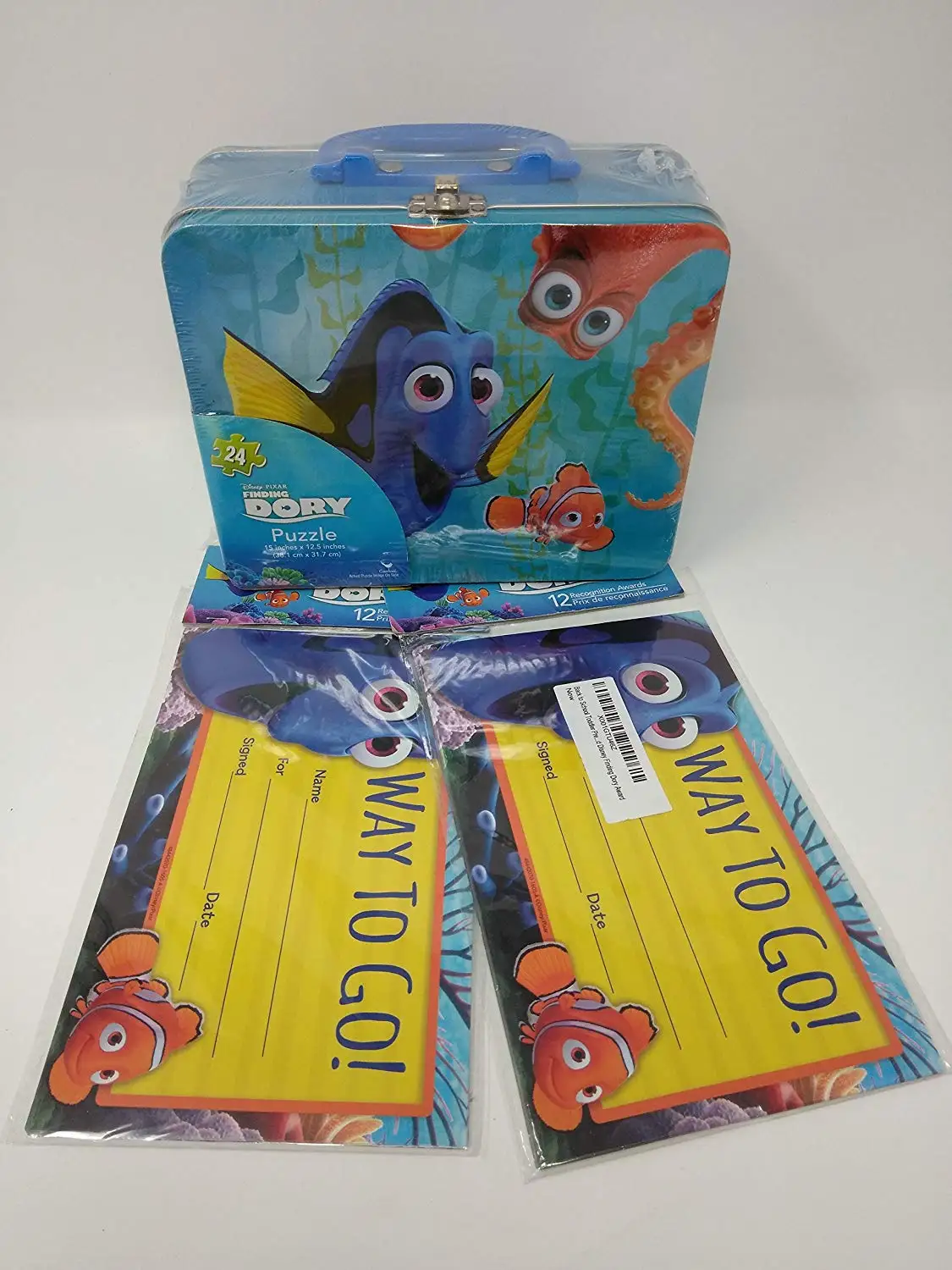 Back to School Teaching Teacher Supplies Toddler Pre-school Elementary School Puzzle Tin Lunch Box Way to Go Awards 2 Pack DORY