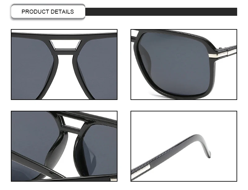 Hot Sell 2019 Mirror Shades Men Polarized Square  Frame Sunglasses