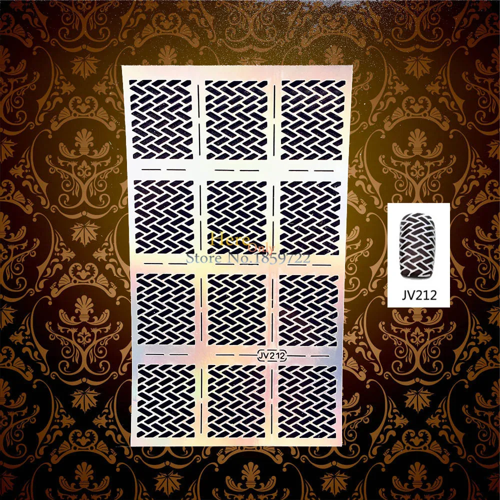1 Sheet Beauty Thin Holo Grid Pattern Nail Foil Vinyl Airbrush Polish Guide HJV212 Manicure Art