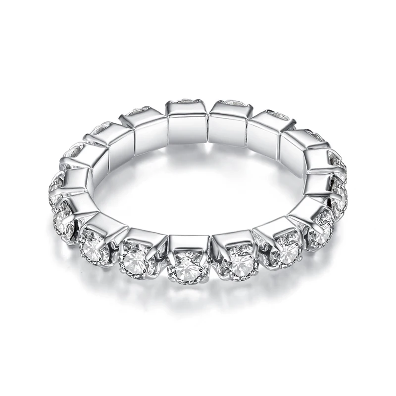 

Lines Full Silver Wide Rhinestone Stretch Wedding Elastic Ring For Women R97