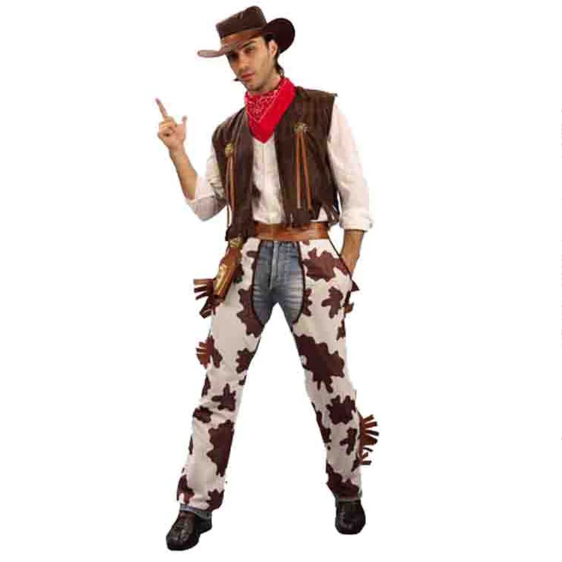 

Halloween Adult Wild West Party Western Cowboy Men Fancy Dress Costumes Carnival Movie Cosplay Cowboy Daily Costume Man Q1064, As picture