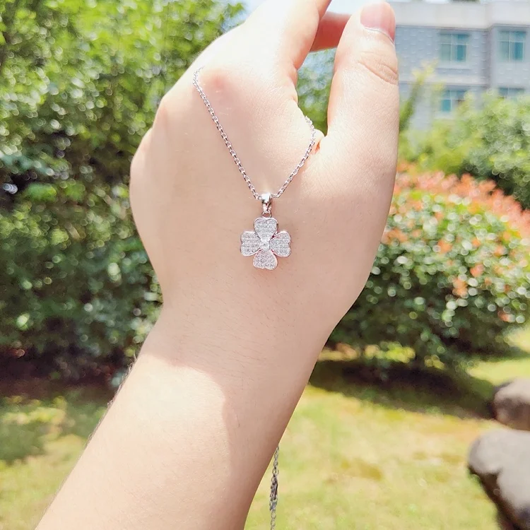 

SHX018 High quality zircon four leaf clover jwelleries necklace women korean pendant necklace