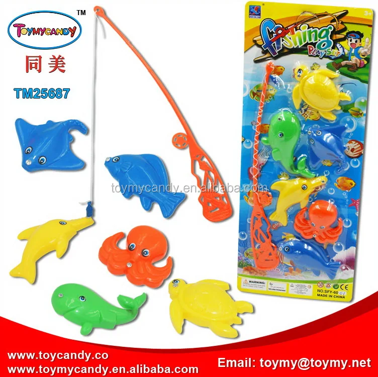 
2018 new popular best selling toymy plastic toy fishing rods in Eup small plastic toy fish for child 
