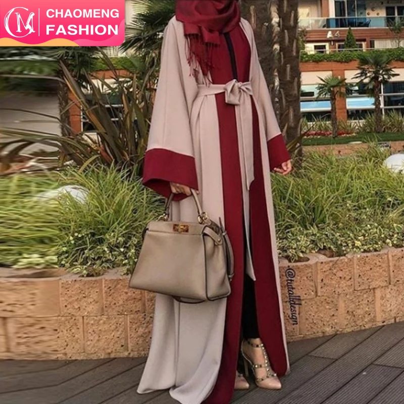 

1560# 2019 Wholesale Chic Islamic Clothing Style Lady Cardigan High Quality Robe Coat Dubai Muslim Front Open Abaya Kimono, As shown/customized