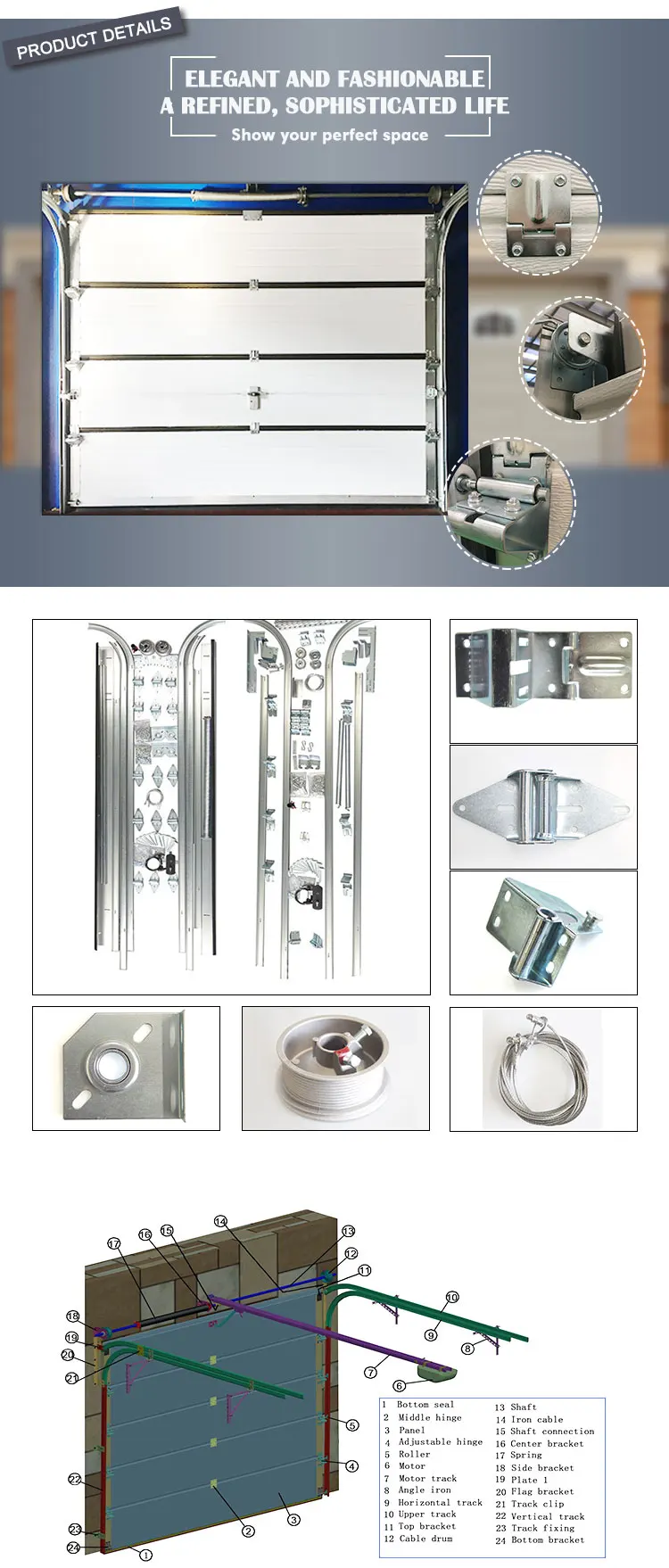 Ce Iso Insulated Sectional Garage Door With Pu Foam Inside