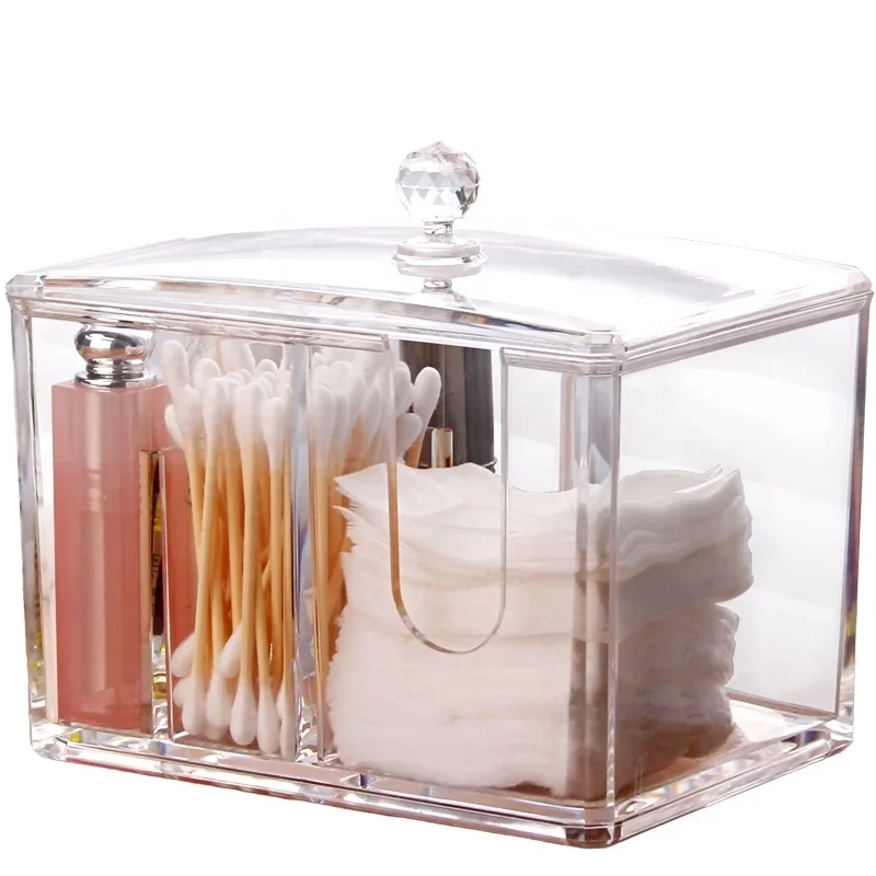 

High-end creative cotton swab box european-style transparent acrylic cosmetic cotton box crystal cosmetics storage box