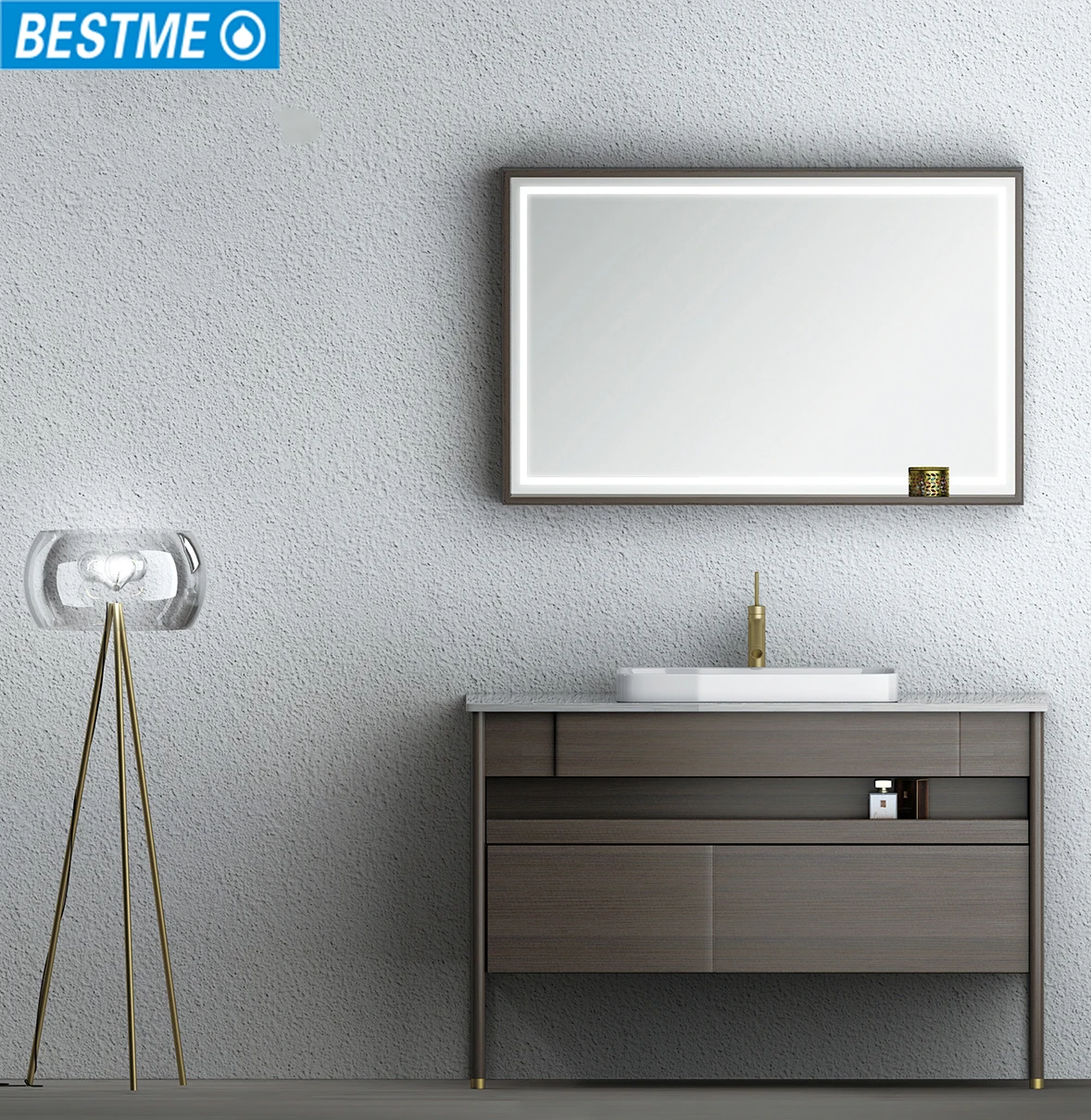 Modern Wood Bathroom Vanities Single Sink Waterproof Bathroom