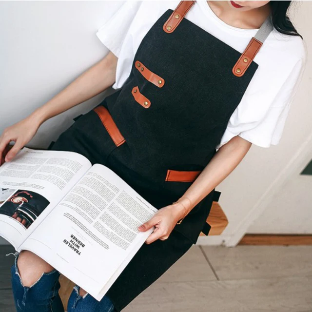 
Canvas Work bbq Apron Customized Logo Tool Apron Garden Aprons with Tool Pockets 