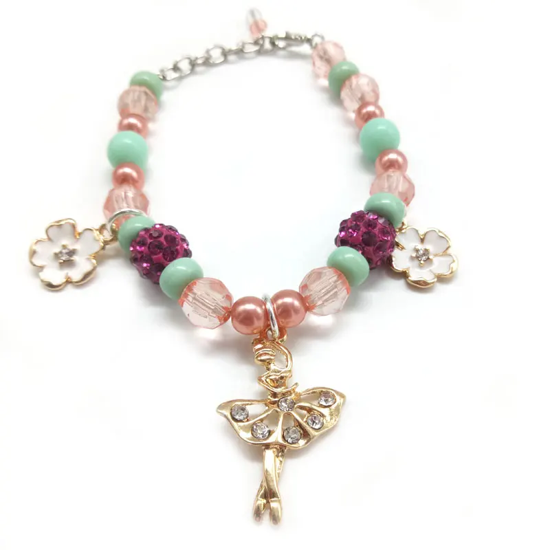 

Zooying new trendy colorful beads dancer girls flower shaped charm bracelet, Multi