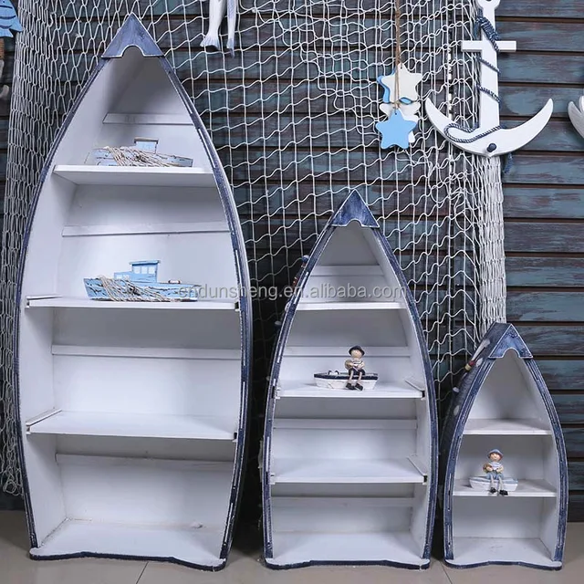 decorative mediterranean boat shaped shelves, collection box