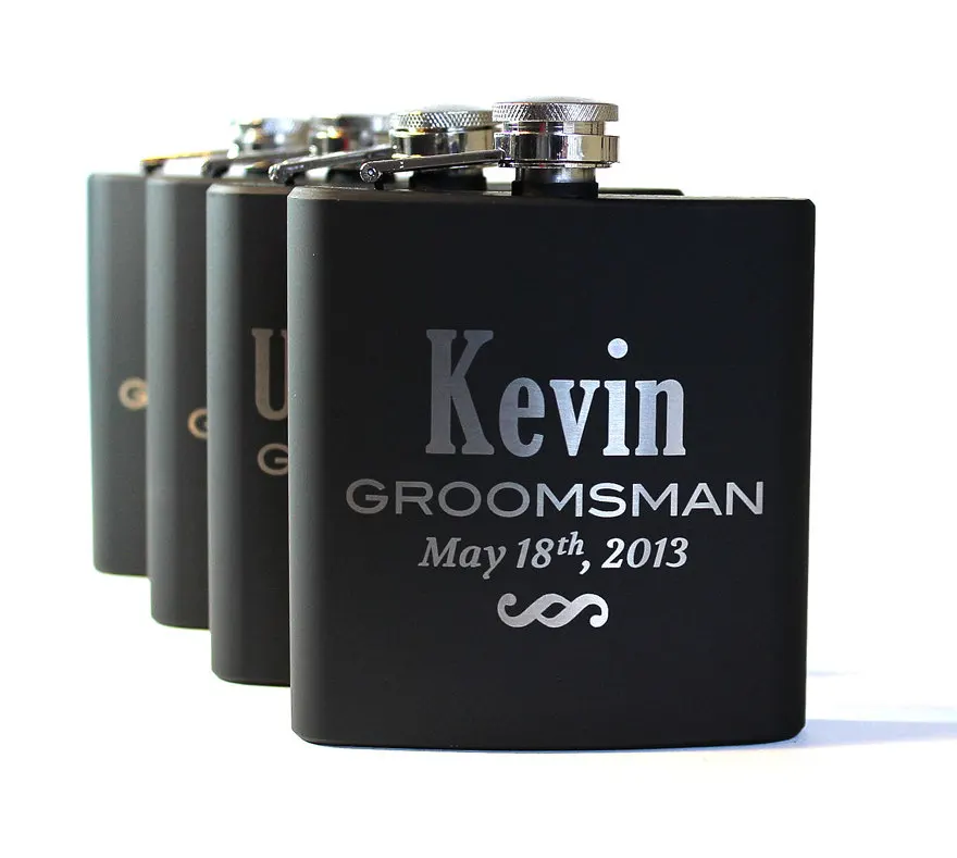 6oz Matt Black Custom Engraving Stainless Steel Hip Flask T Set With 4pcs Shot Glass Buy 8462