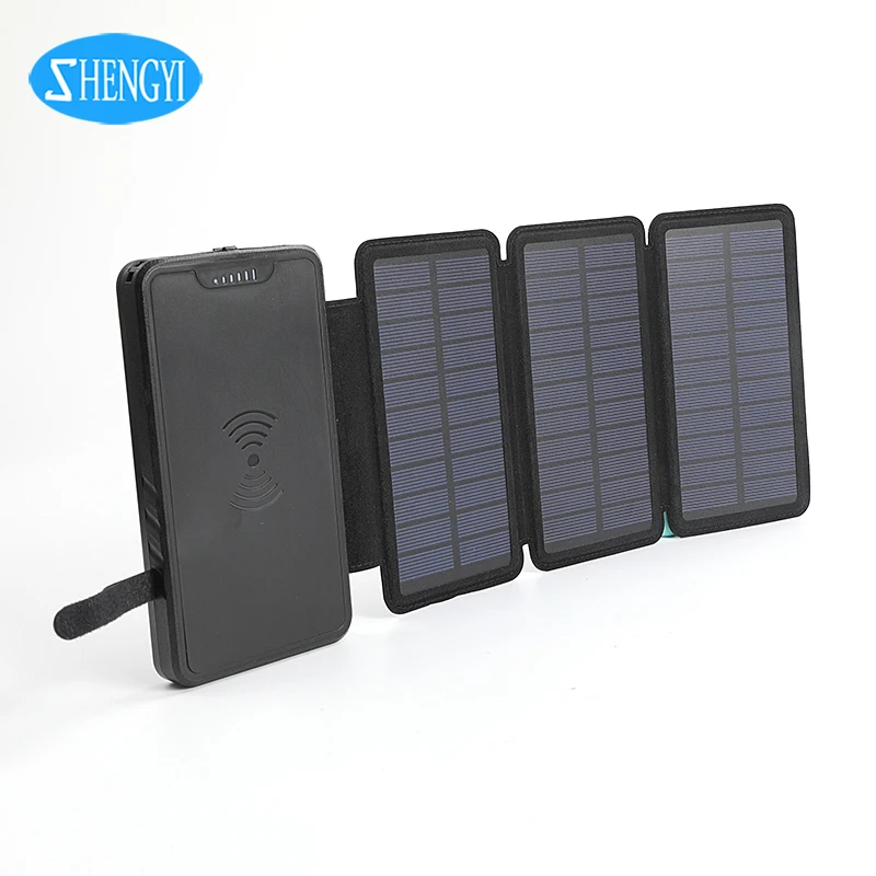 Outdoor Waterproof SOS Touch Qi Wireless Charger Power Bank With Solar Battery