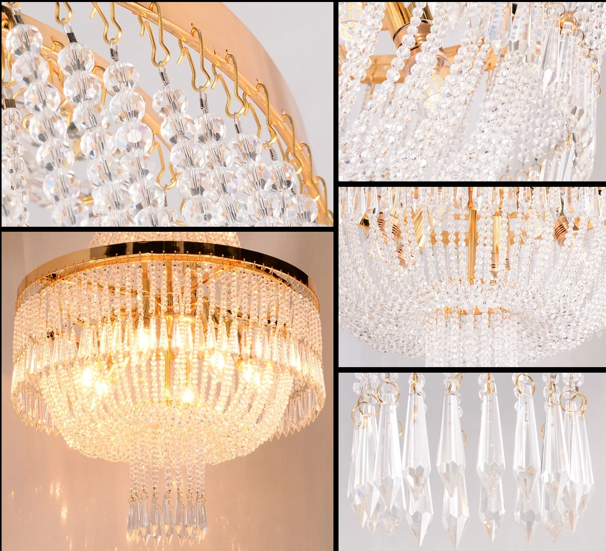 Elegant Style Crystal Beads Luxury Chain Chandeliers For Hospitality