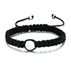 Simple Stainless Steel Jewelry Black Braided Bracelet,Circular Ring Adjustable Bracelet for Men