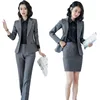 Womens 5 Pieces Office Lady Grey Blazer Business Women Suits for Office Ladies Formal Skirt Suit