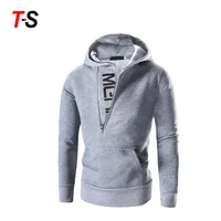 

Custom autumn outwear contrast color long sleeve men fleece hooded jacket fashion