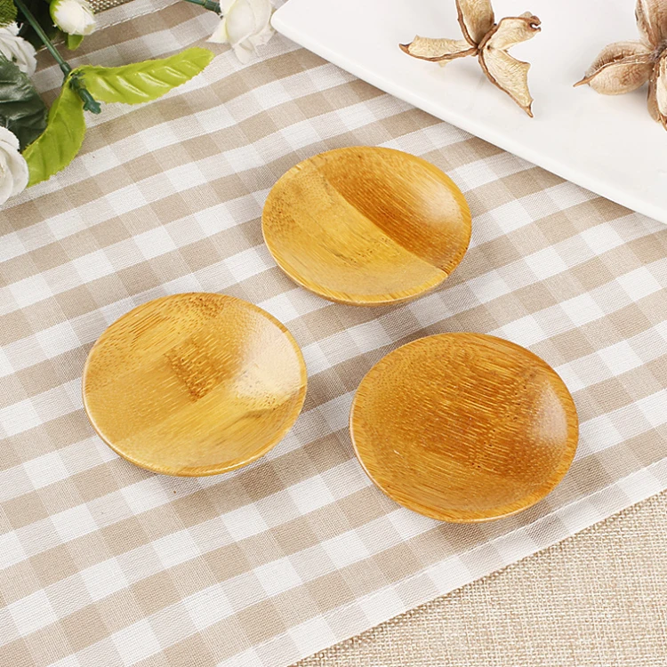 

Eco Friendly Bamboo Dessert Plates Round Dishes Bamboo Serving Plates, Natural bamboo color