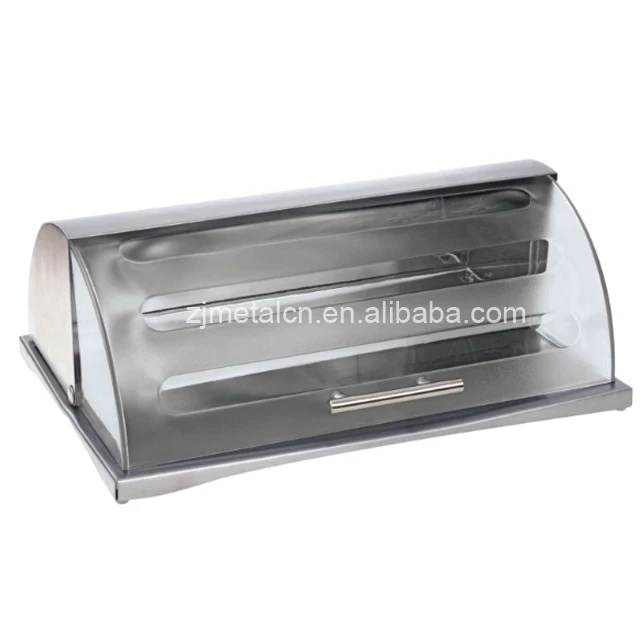 Vintage Stainless Steel Corner Bread Box Container With