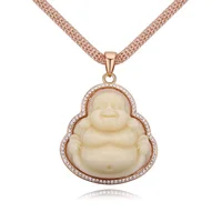 

Gold plated jewelry Jade laughing buddha pendant necklace for women