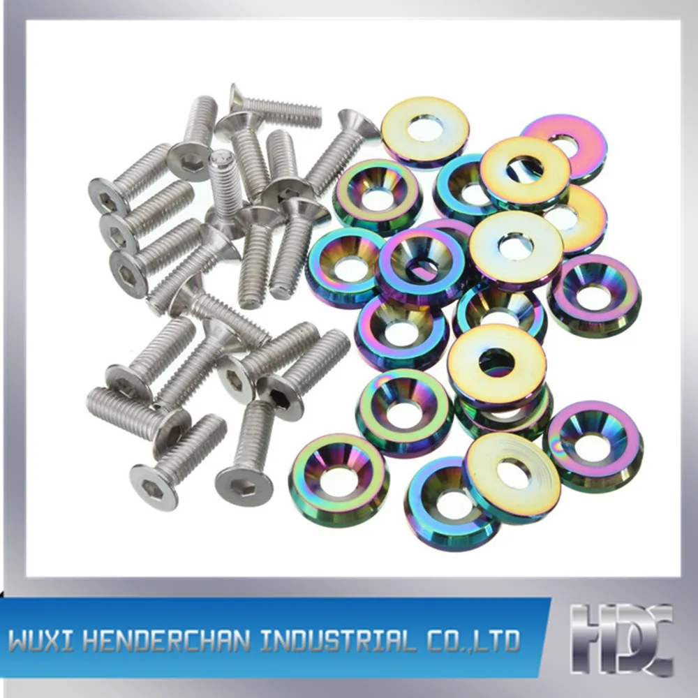 Aluminum Alloy Fender Bumper Engine Dress Up Washers Kit With Bolts