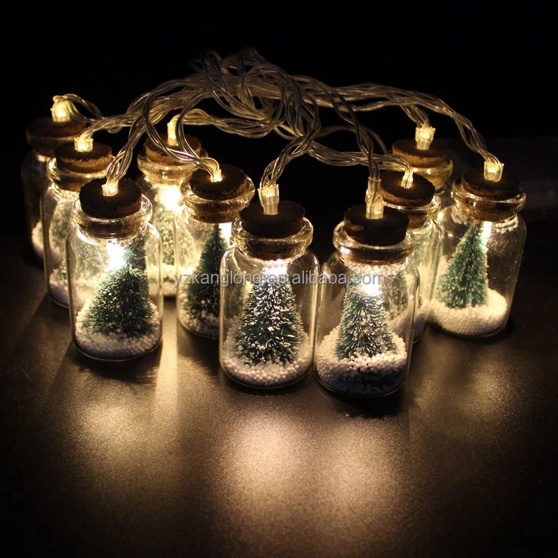 Small Christmas Tree Glass bottle with LED String Lights 10pcs Set led glass bottle