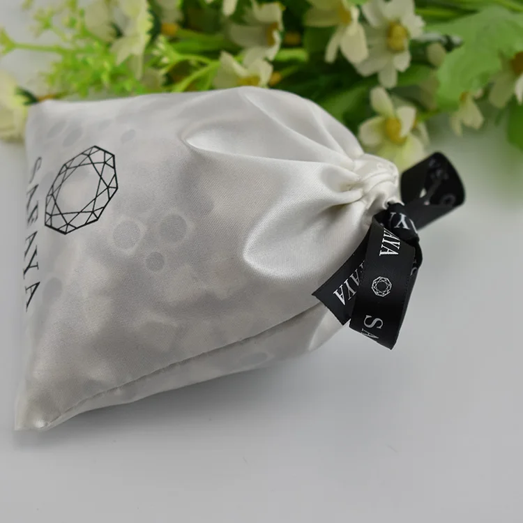 Export Products Multipurpose White Drawstring Satin Jewelry Dust Bag