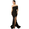 Latest Design Fashion one shoulder Women Slit elegant evening dress