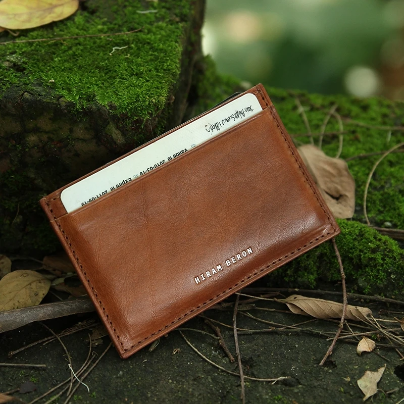 

Italian Leather Rfid Blocking Card Holder mini Wallets For Men