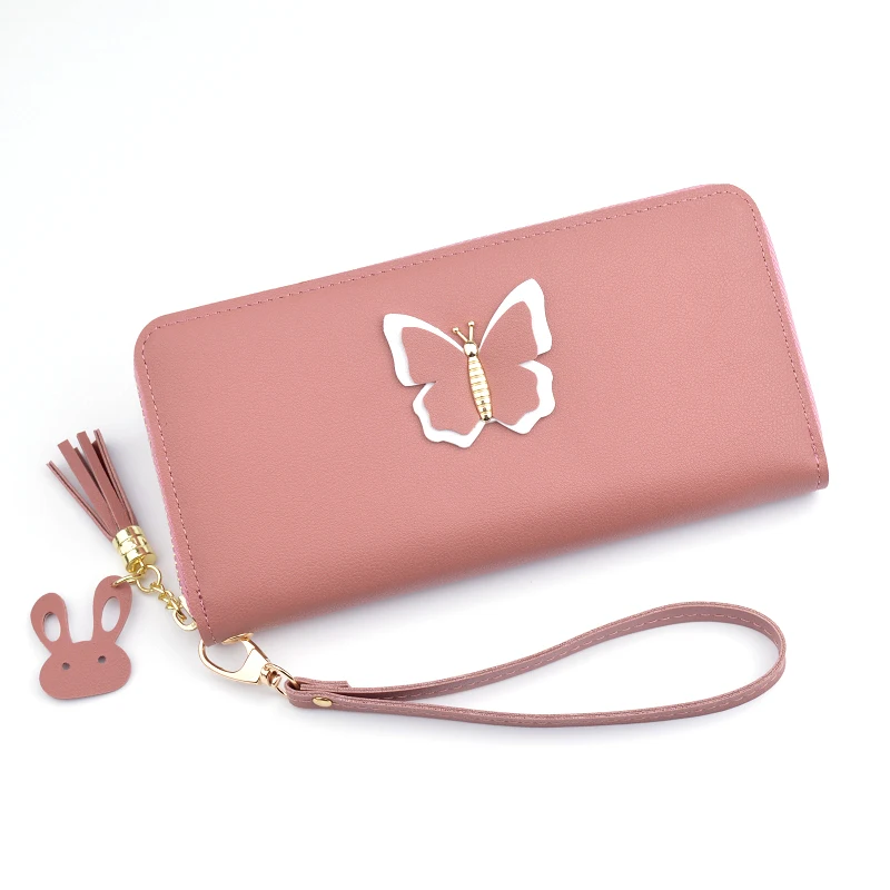 

PURSE LADY LONG ZIP WALLET CHANGE PURSE 2020 NEW CLUTCH LEATHER WOMEN WALLET, Black,red,green,dark pink,pink,blue