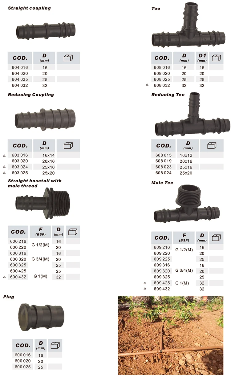 Plastic Micro Drip Irrigation System Pipe Fittings