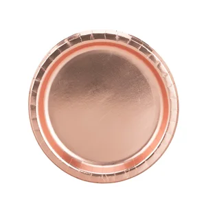 Image of 10pcs Disposable Foil Paper Plates Hot stamping 9inch Dishes Wedding Birthday party tableware Rose Golden aluminum film cups