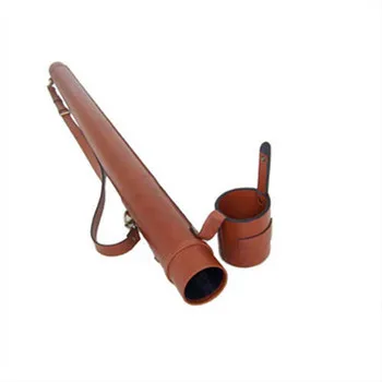 

Plastic tube covered with cowhide leather fishing rod tube for fishing accessory